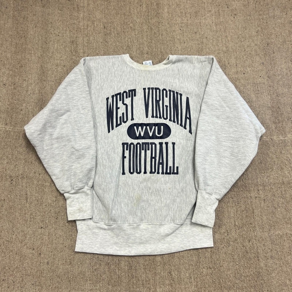 Vintage West Virginia Football Sweatshirt Large Gray 90s Champion Reverse Weave